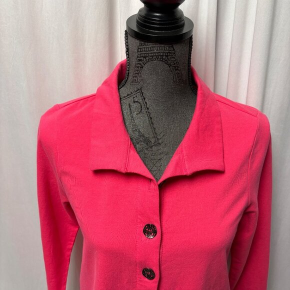 Lula-B Hot Pink Button-Up Shirt Womens Size Small Back Button Detail Casual Top - Picture 2 of 8